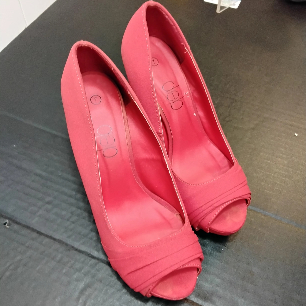 Red Peep-Toe Heels